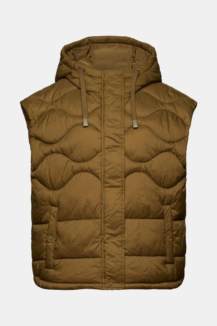 Recycled: quilted waistcoat with a hood, DARK KHAKI, detail image number 6