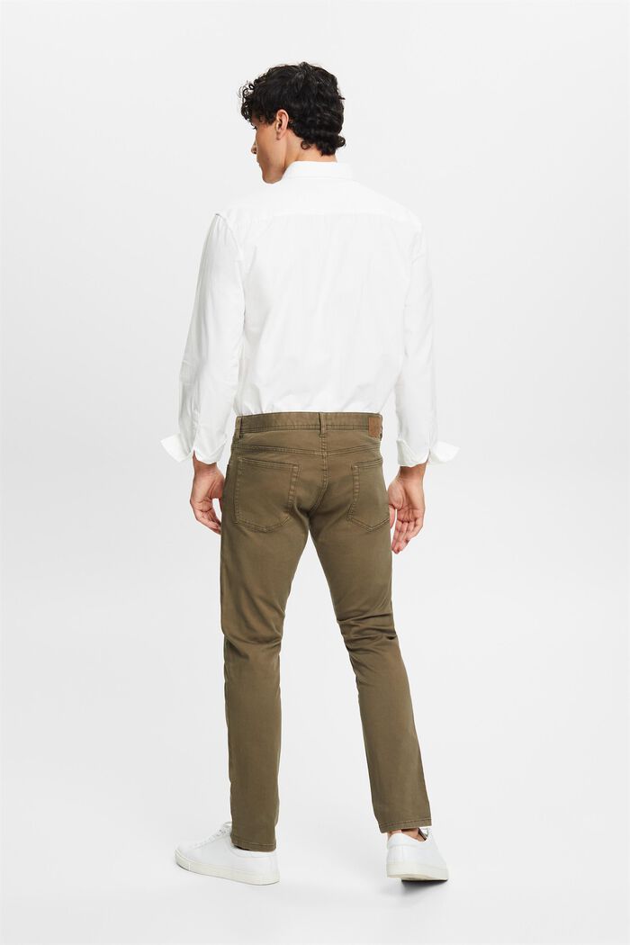 Slim fit trousers, organic cotton, DARK KHAKI, detail image number 2