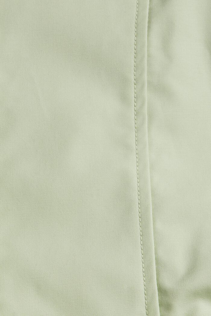 Short trench coat with a belt, in an organic cotton blend, PASTEL GREEN, detail image number 4
