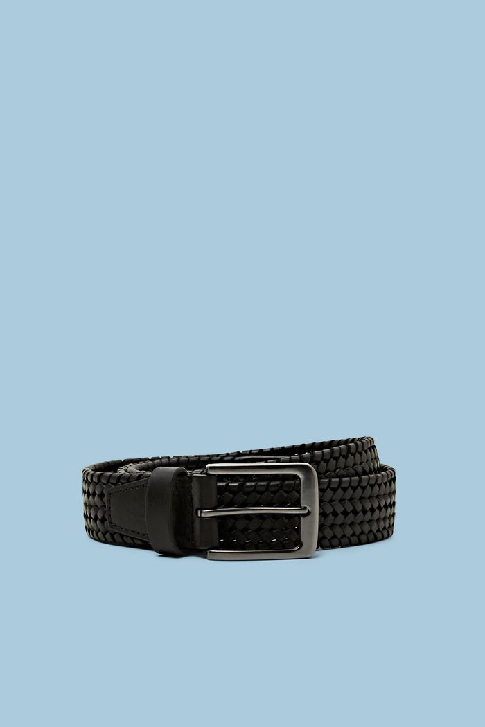 Braided Leather Belt, BLACK, detail image number 0