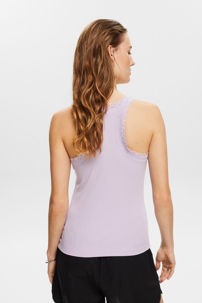 Lace Rib-Knit Jersey Top, LAVENDER, detail image number 2