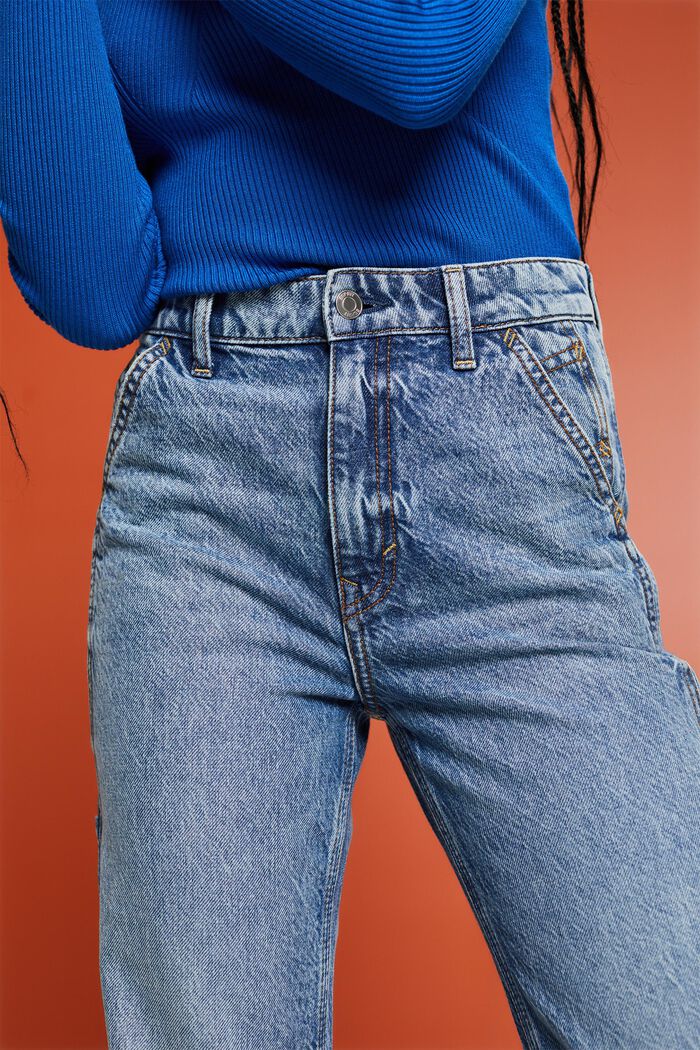 High-Rise Straight Jeans, BLUE LIGHT WASHED, detail image number 4