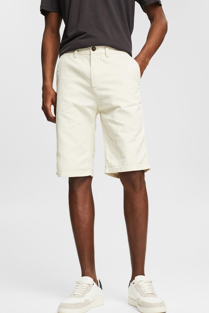 Blended linen shorts, CREAM BEIGE, detail image number 0