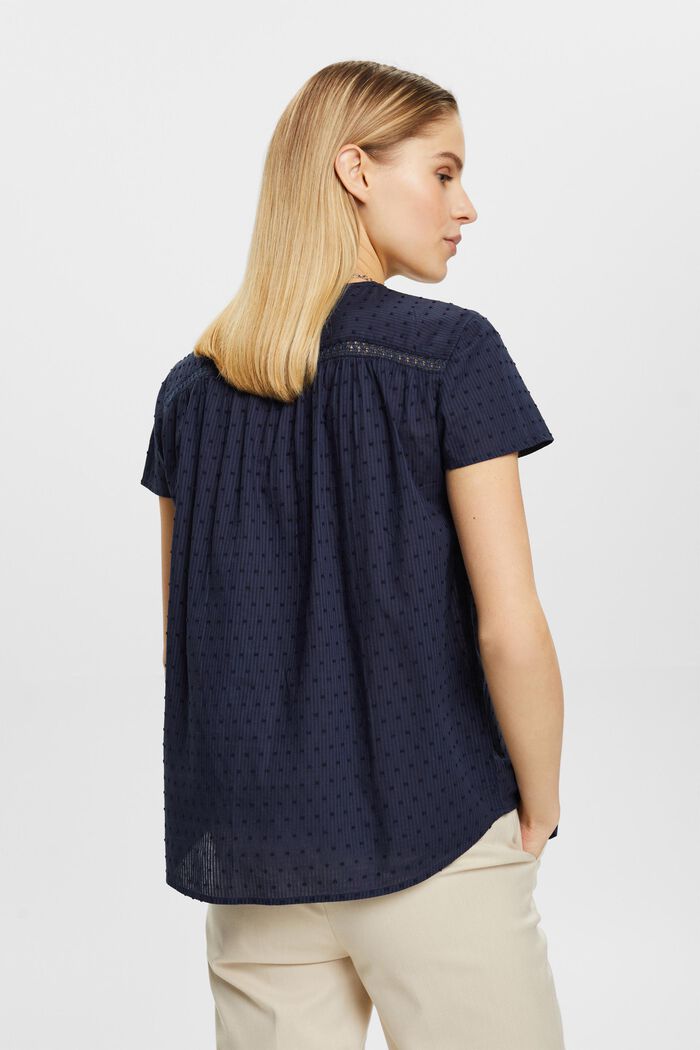 Dobby blouse with tie detail, NAVY, detail image number 3