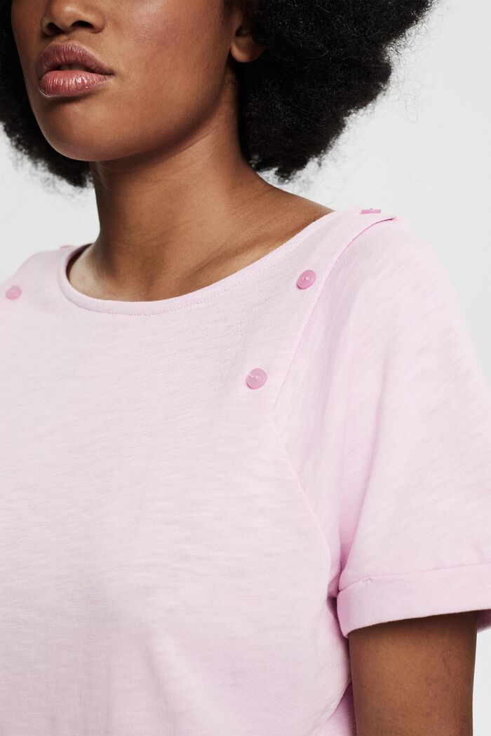 T-shirt with buttons, 100% cotton, PINK, detail image number 2