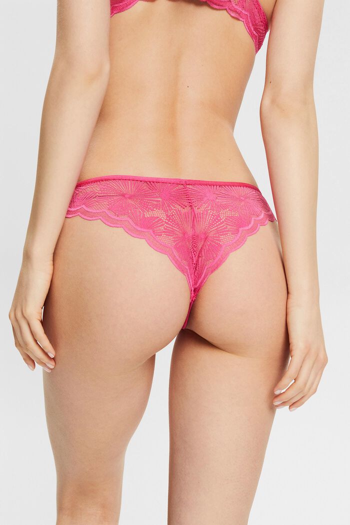 Brazilian shorts with patterned lace, PINK FUCHSIA, detail image number 1