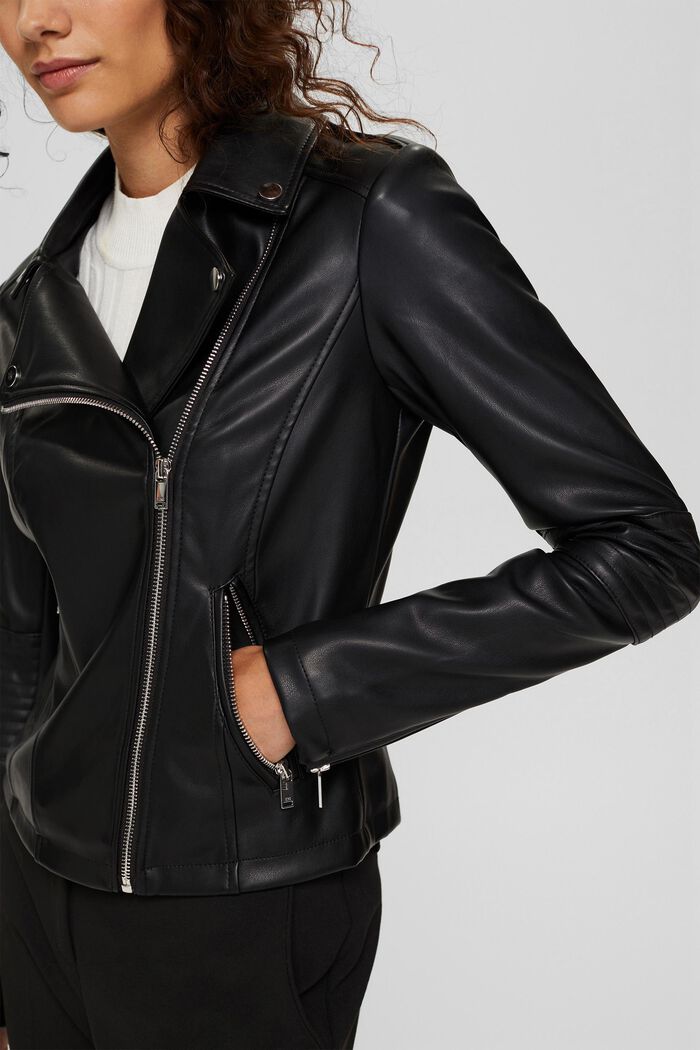 Faux leather biker jacket, BLACK, detail image number 2