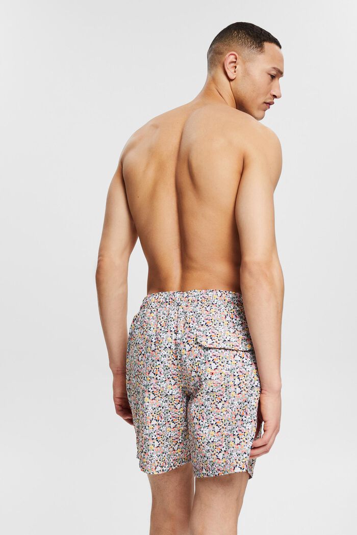 Swim shorts with a mille-fleurs print, LIGHT KHAKI, detail image number 1