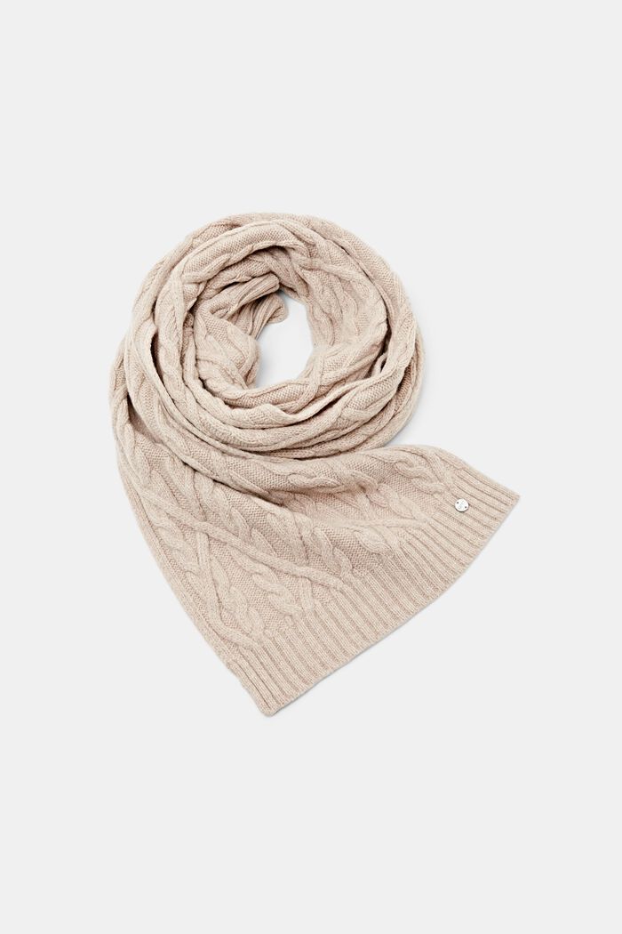 Gift Set Wool Blend Beanie And Scarf, BEIGE, detail image number 1