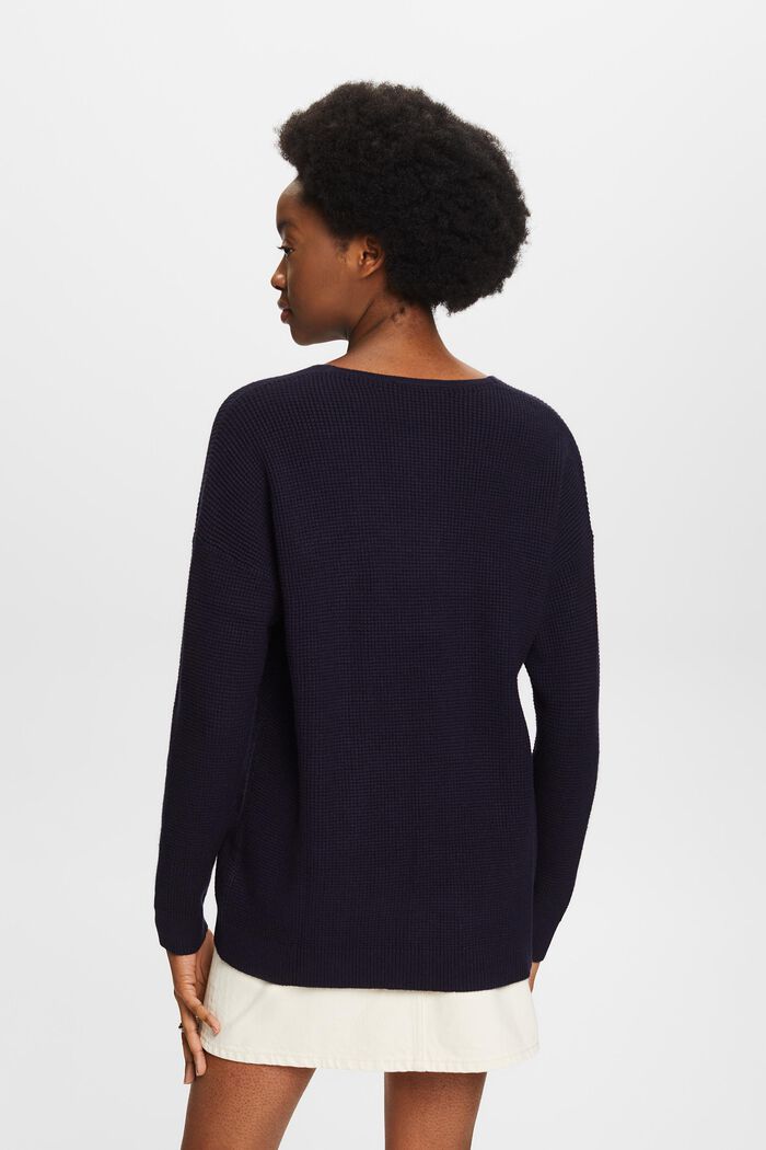 V-neck jumper in purl knit fabric, NAVY, detail image number 2