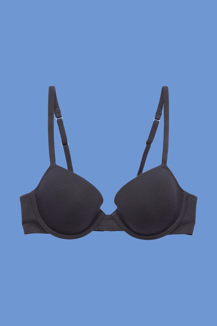 Recycled: padded underwire bra, ANTHRACITE, detail image number 4