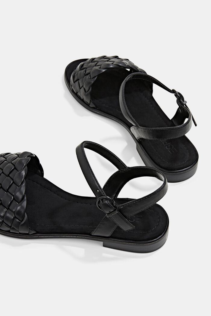 Sandals with braided straps, BLACK, detail image number 5