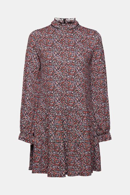 Crêpe midi dress with all-over pattern