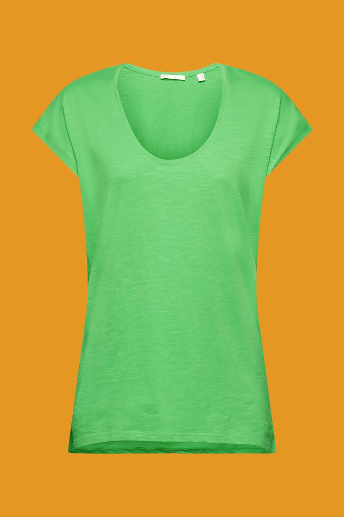 U-neck cotton t-shirt, GREEN, detail image number 6