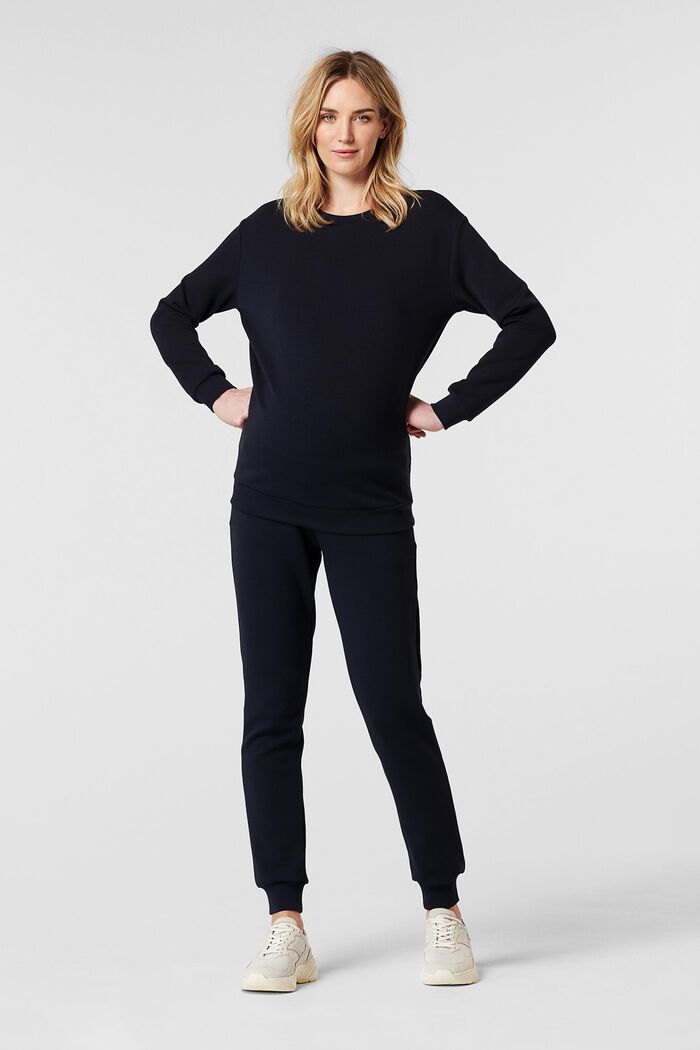 Trousers in compact sweatshirt fabric with over-bump waistband