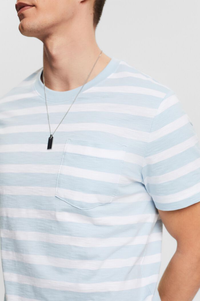 Striped Cotton Jersey T-Shirt, LIGHT BLUE, detail image number 3