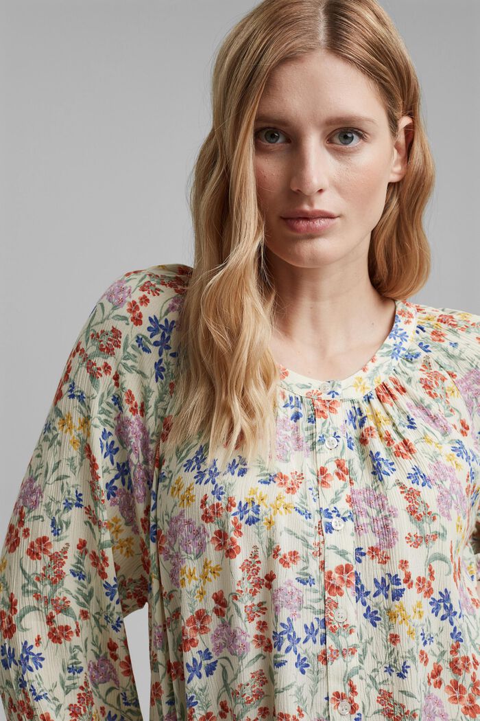 Crinkle blouse with a mille-fleurs print, OFF WHITE, detail image number 6