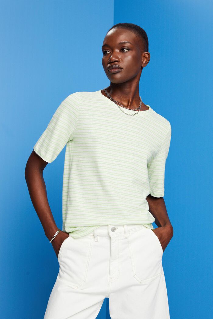 Cotton-linen blended T-shirt, CITRUS GREEN, detail image number 0