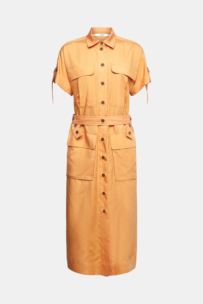 Blended linen: shirt dress with a belt, PEACH, detail image number 5