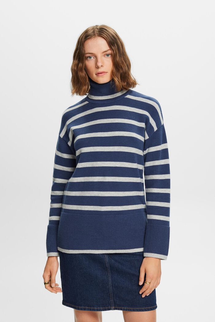 Turtleneck Sweater, GREY BLUE, detail image number 0