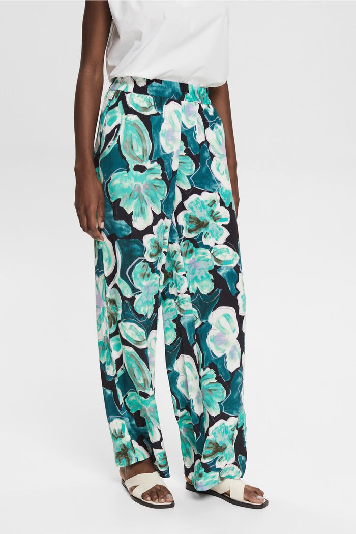 Patterned wide-leg trousers, EMERALD GREEN, detail image number 0