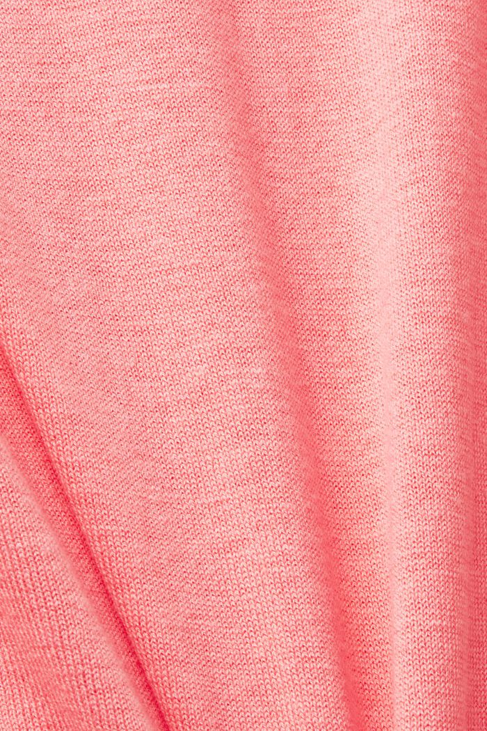 Cropped sleeve sweater with linen, PINK, detail image number 4