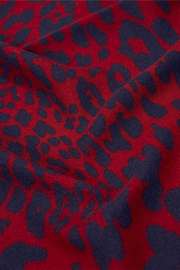Recycled: leopard pattern scarf, DARK RED, detail image number 1