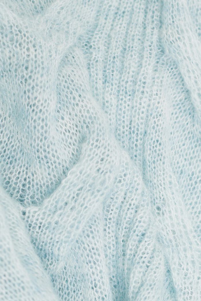 Cable-Knit Mohair-Blend Turtleneck, LIGHT AQUA GREEN, detail image number 7