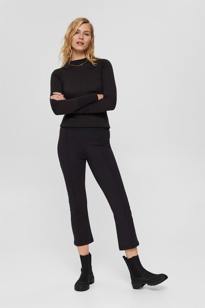Recycled: cropped trousers in punto jersey, BLACK, detail image number 0