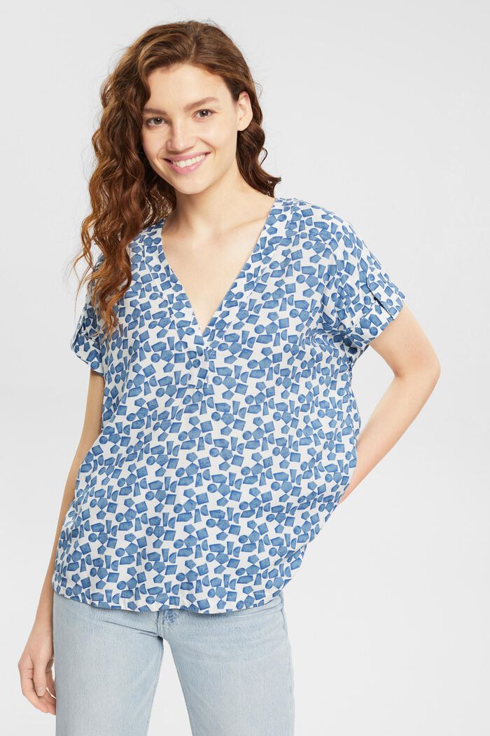 Patterned blouse, LENZING™ ECOVERO™, PASTEL BLUE, overview