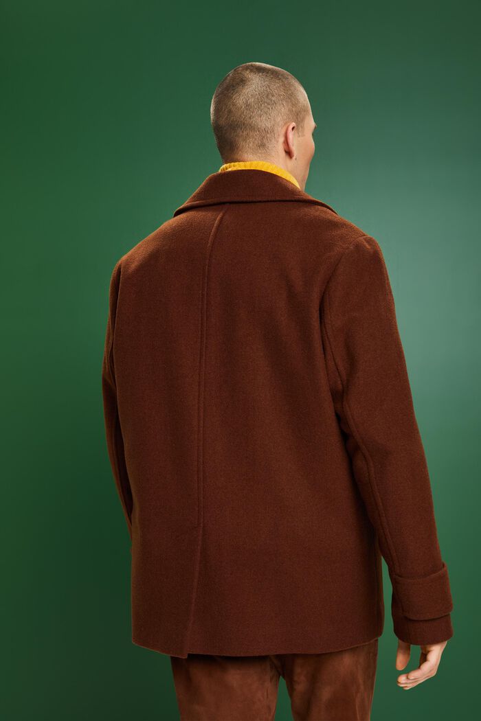 Double-Breasted Wool Pea Coat, BARK, detail image number 4