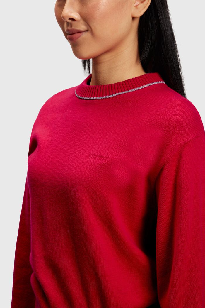 Puffed sleeved jumper with cashmere, RED, detail image number 2