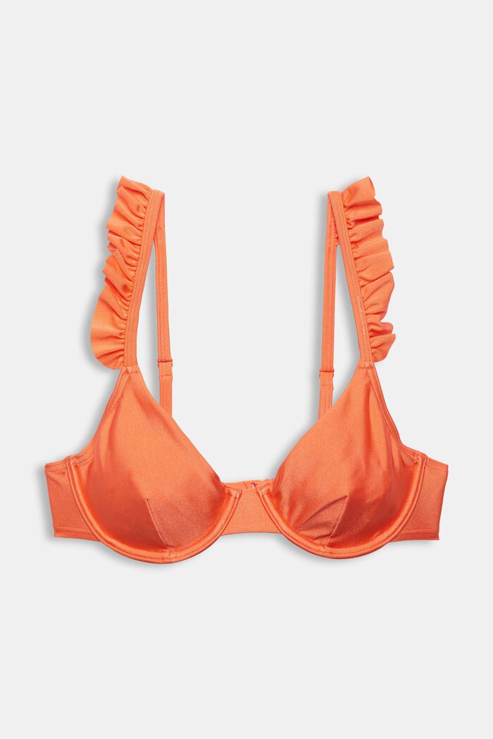 Underwire top with frilled straps, CORAL, detail image number 6