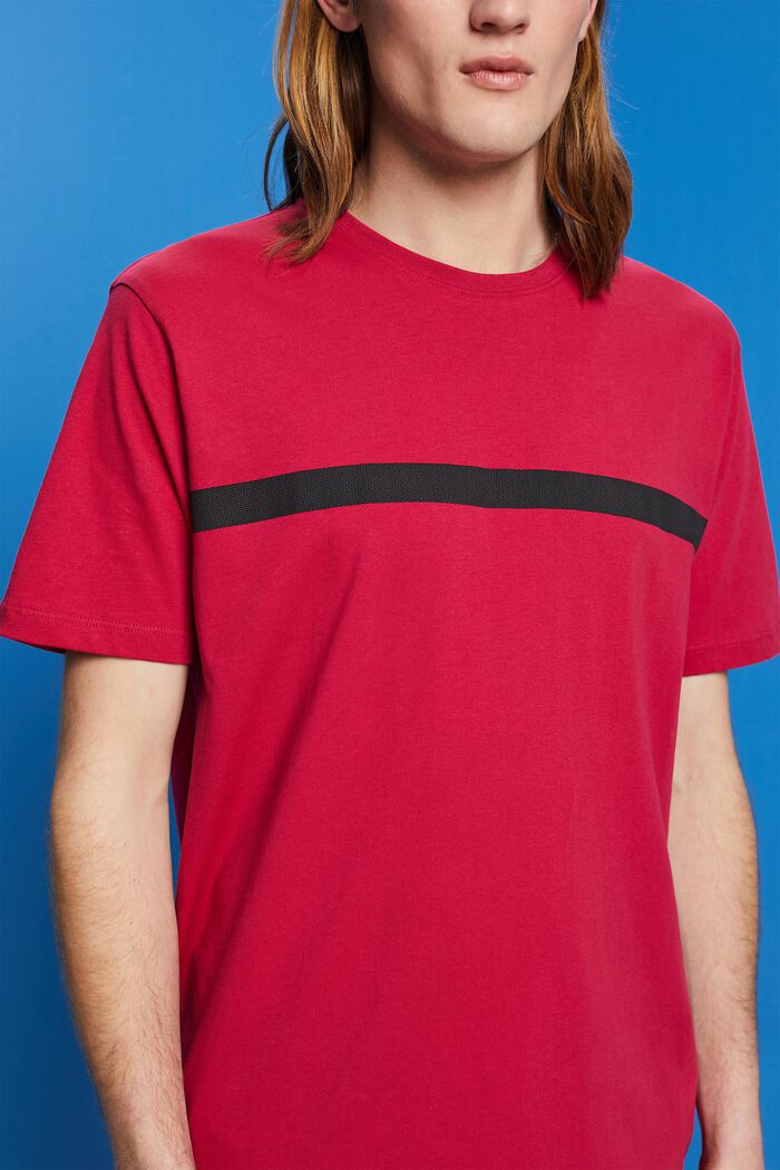 Cotton t-shirt with contrasting stripe, DARK PINK, detail image number 2