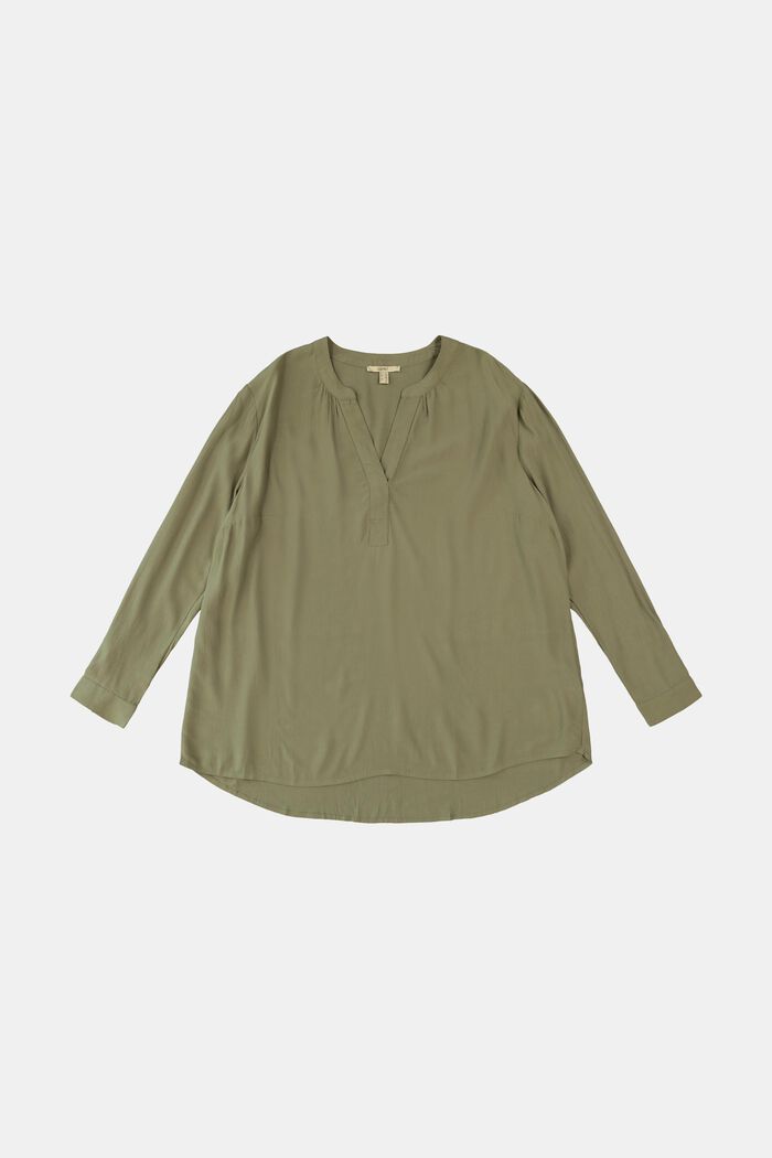 CURVY blouse made of LENZING™ ECOVERO™, LIGHT KHAKI, detail image number 0