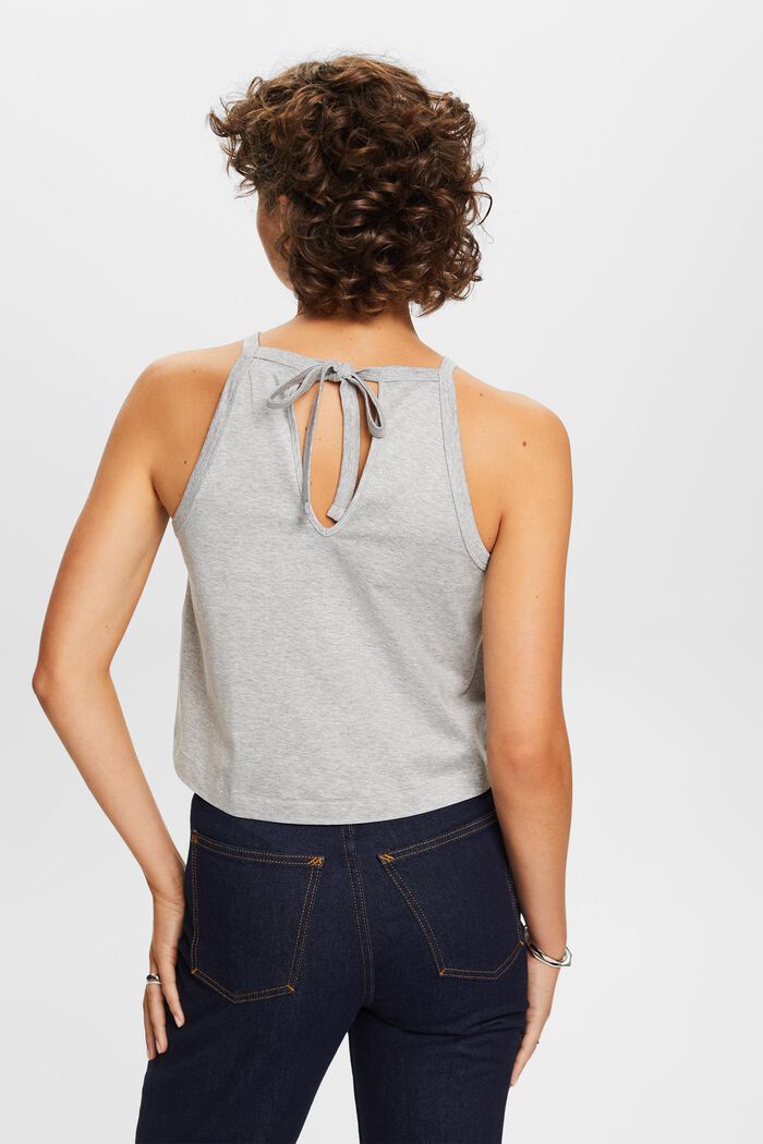 Tank top with keyhole detail, 100% cotton, LIGHT GREY, detail image number 3