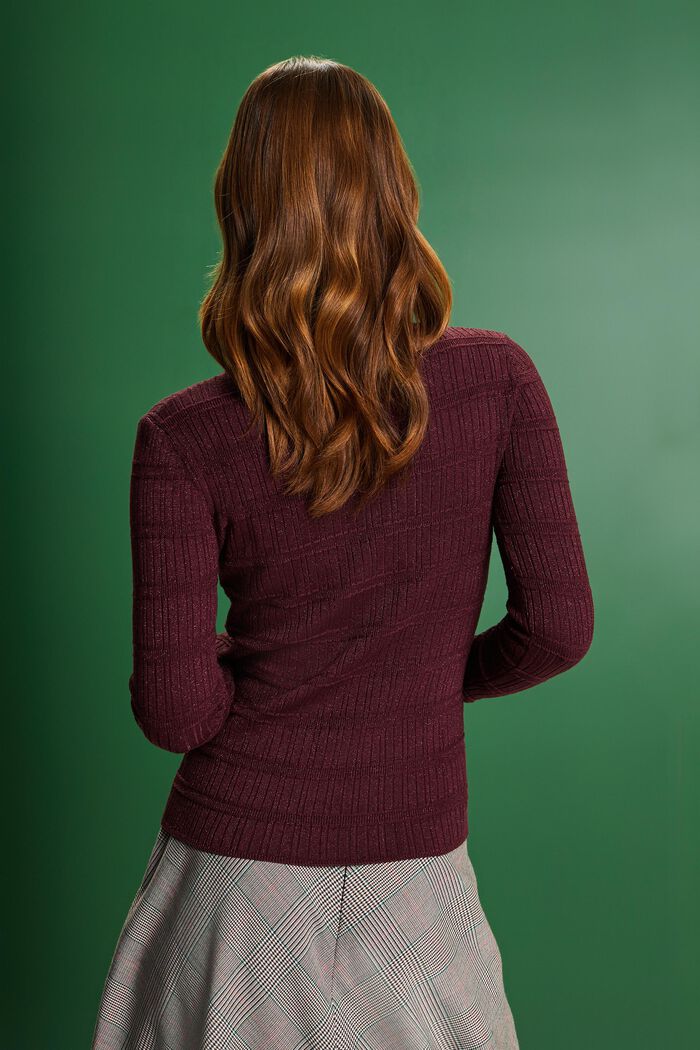 Glitter Mockneck Sweater, LENZING™ ECOVERO™, BORDEAUX RED, detail image number 2