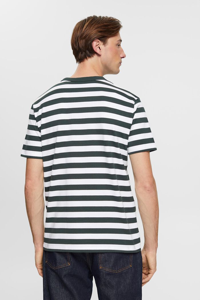 Striped crewneck T-shirt, DARK TEAL GREEN, detail image number 3