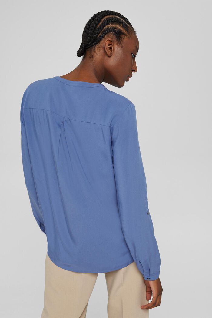 Henley blouse made of LENZING™ ECOVERO™, BLUE LAVENDER, detail image number 3
