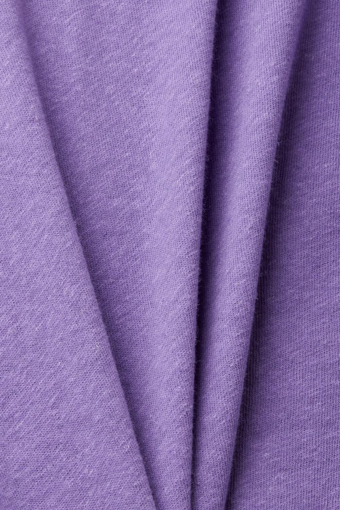 Cotton and linen blended t-shirt, PURPLE, detail image number 5