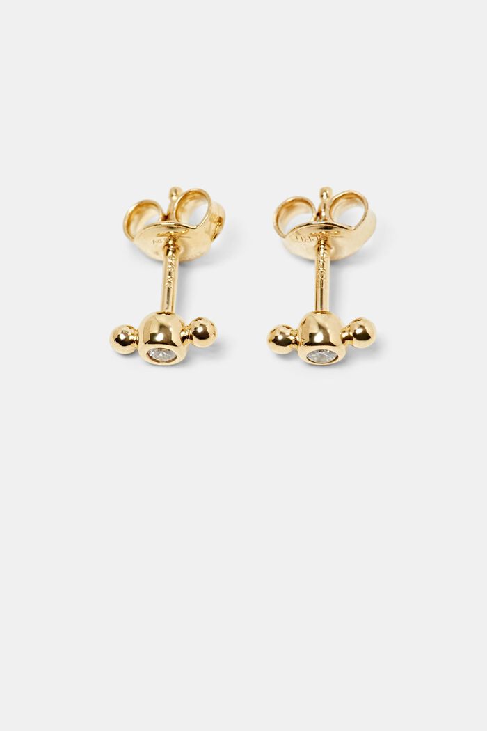 Bubble Zirconia Ear Studs, GOLD, detail image number 0