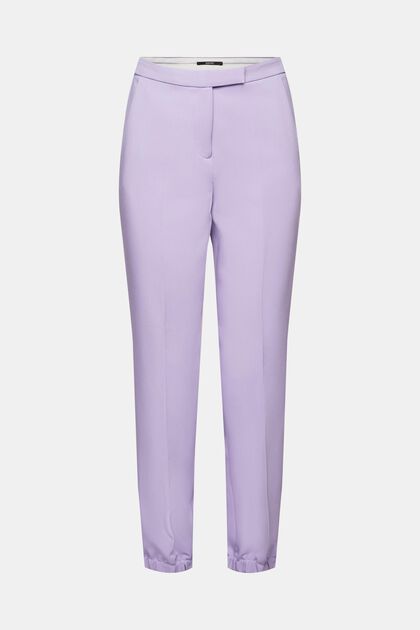 Cropped trousers with elasticated leg cuffs