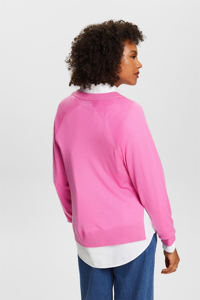 Cashmere V-Neck Sweater, PINK FUCHSIA, detail image number 2