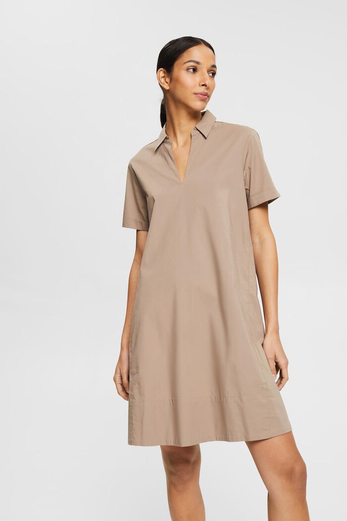 Shirt dress made of stretch cotton, TAUPE, detail image number 0