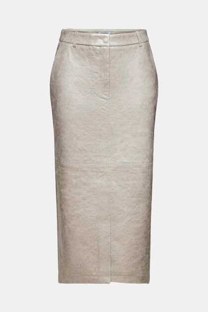 Coated Metallic Midi Skirt