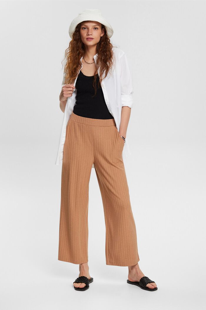 Ribbed-effect culottes, LIGHT TAUPE, detail image number 1
