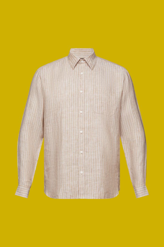 Striped shirt, 100% linen, SAND, detail image number 6