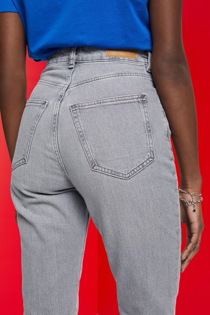 High-rise cropped raw hem jeans, GREY MEDIUM WASHED, detail image number 4