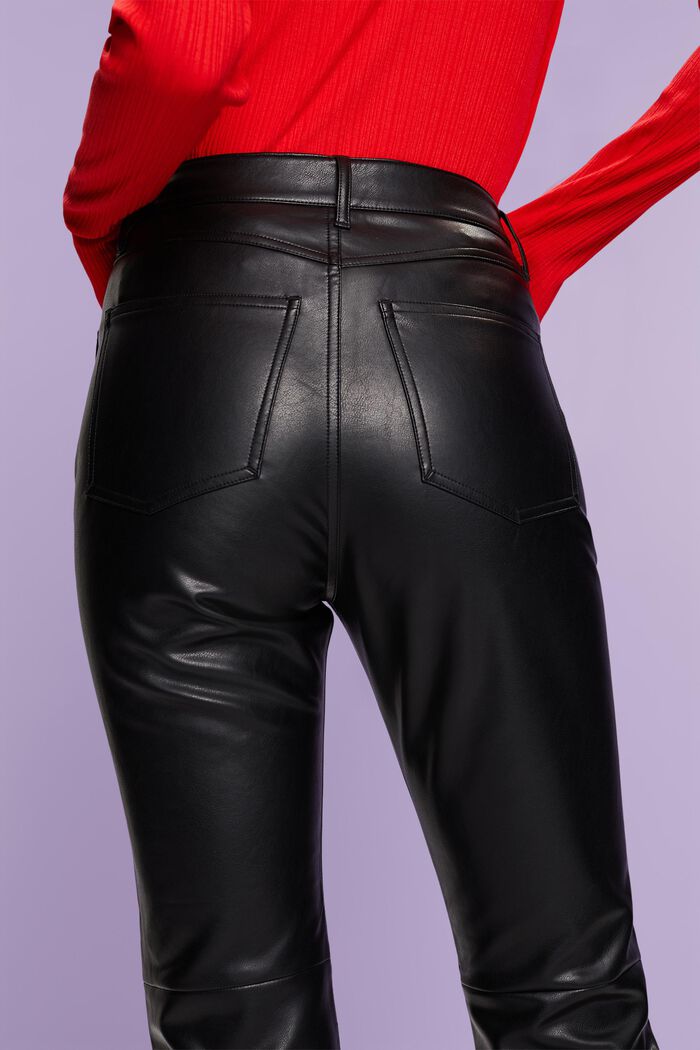 High-Rise Slim Faux Leather Pants, BLACK, detail image number 1