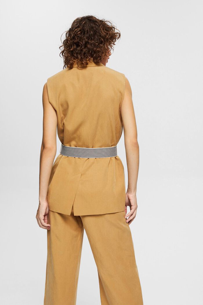 Linen blend: vest with a detachable belt, OLIVE, detail image number 3